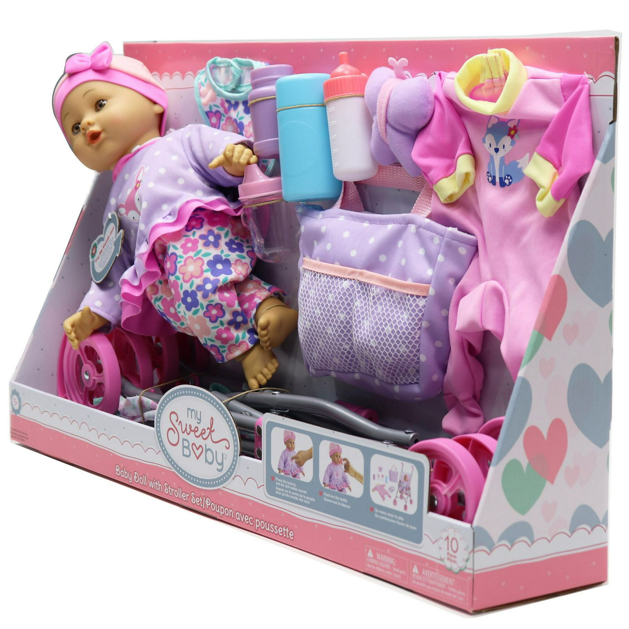 My Sweet Baby Baby Doll with Stroller Play Set 