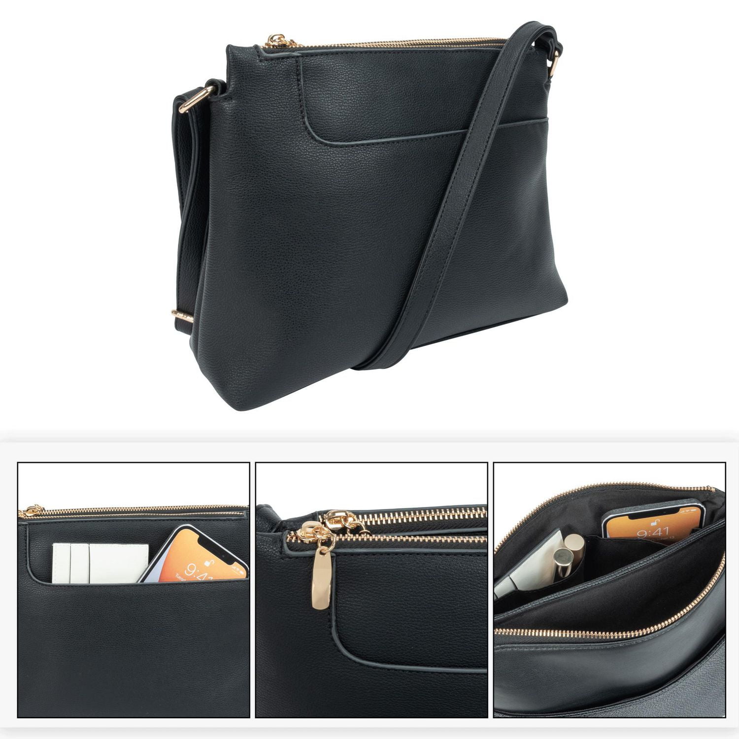 Time And Tru Sac Multi-Compartimenté À Bandoulière. Sac multi-compartimenté à bandoulière.