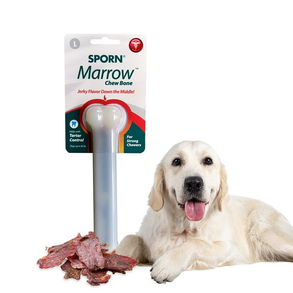 Sporn Durable Marrow Dog Chew Bones for Aggressive Chewers, Jerky Flavor, Large, 1 Large Bone