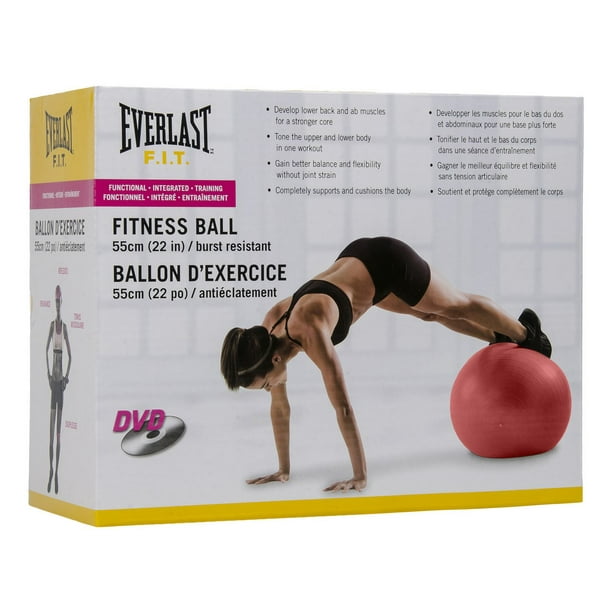 Ballon d’exercices résistant à l'éclatement de 55 cm avec DVD d'Everlast