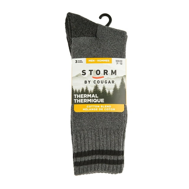 Storm by Cougar Men's 3 Pair Pack Cotton Crew Socks