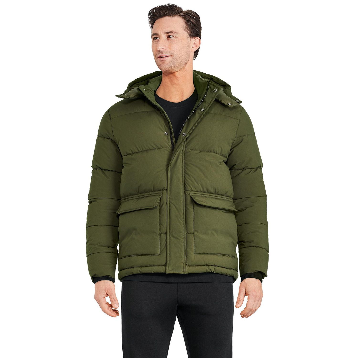 George Men s Hooded Puffer Jacket Walmart