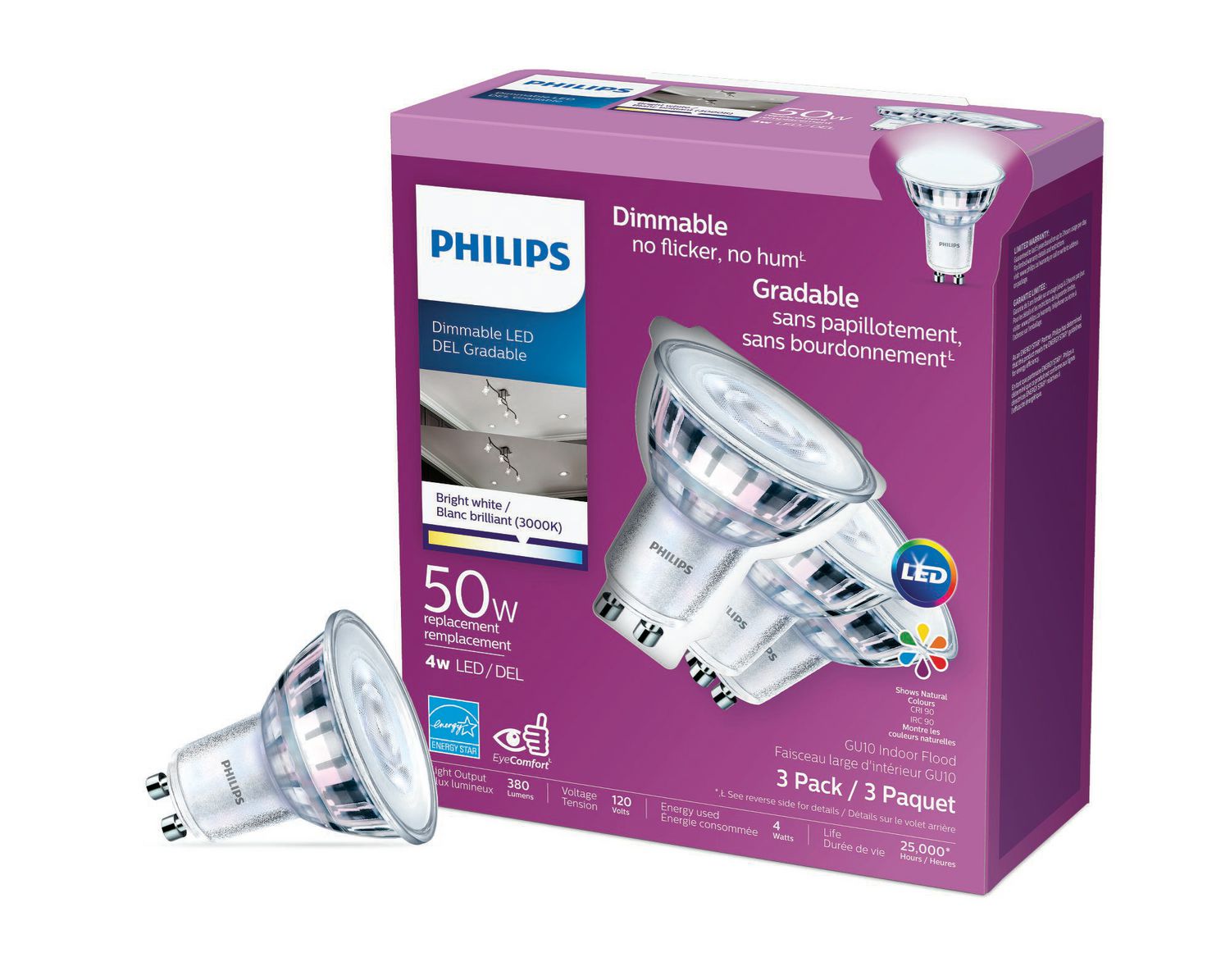 Philips LED Classic 3.1-25W GU10 blanc chaud 