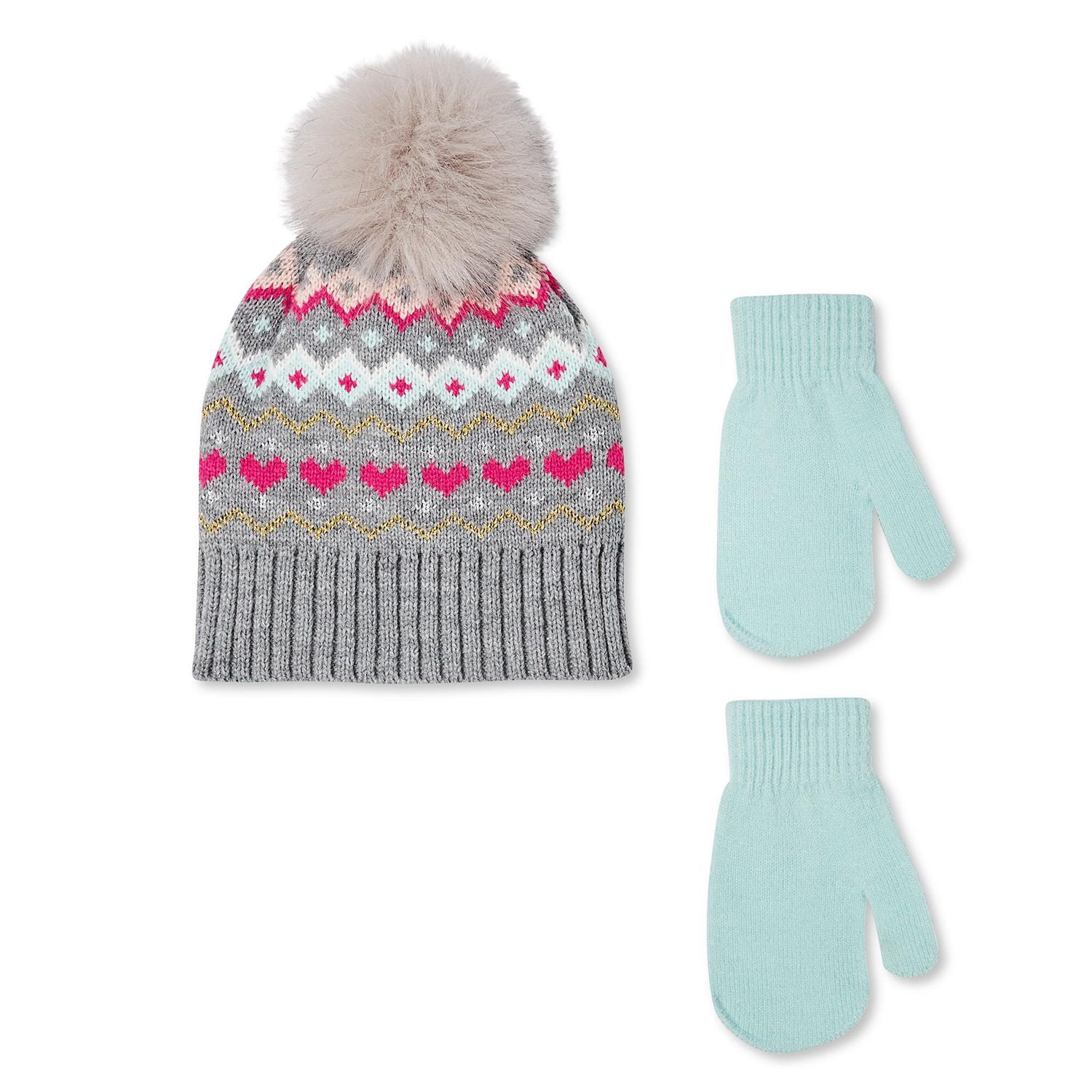 Ensemble 2 pièces avec tuque et mitaines George pour petites filles
