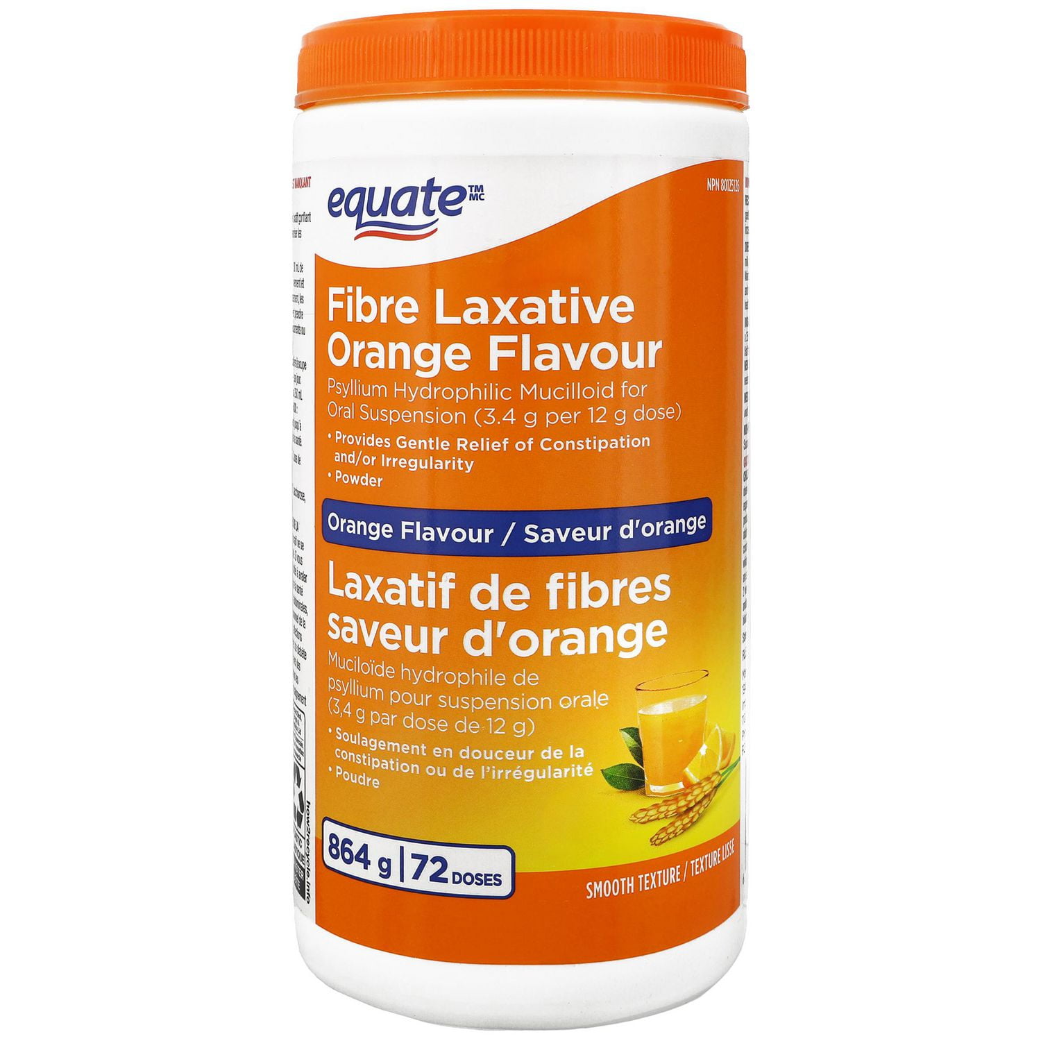 Equate Fibre Laxative Orange Flavour, 864 g (72 Doses)