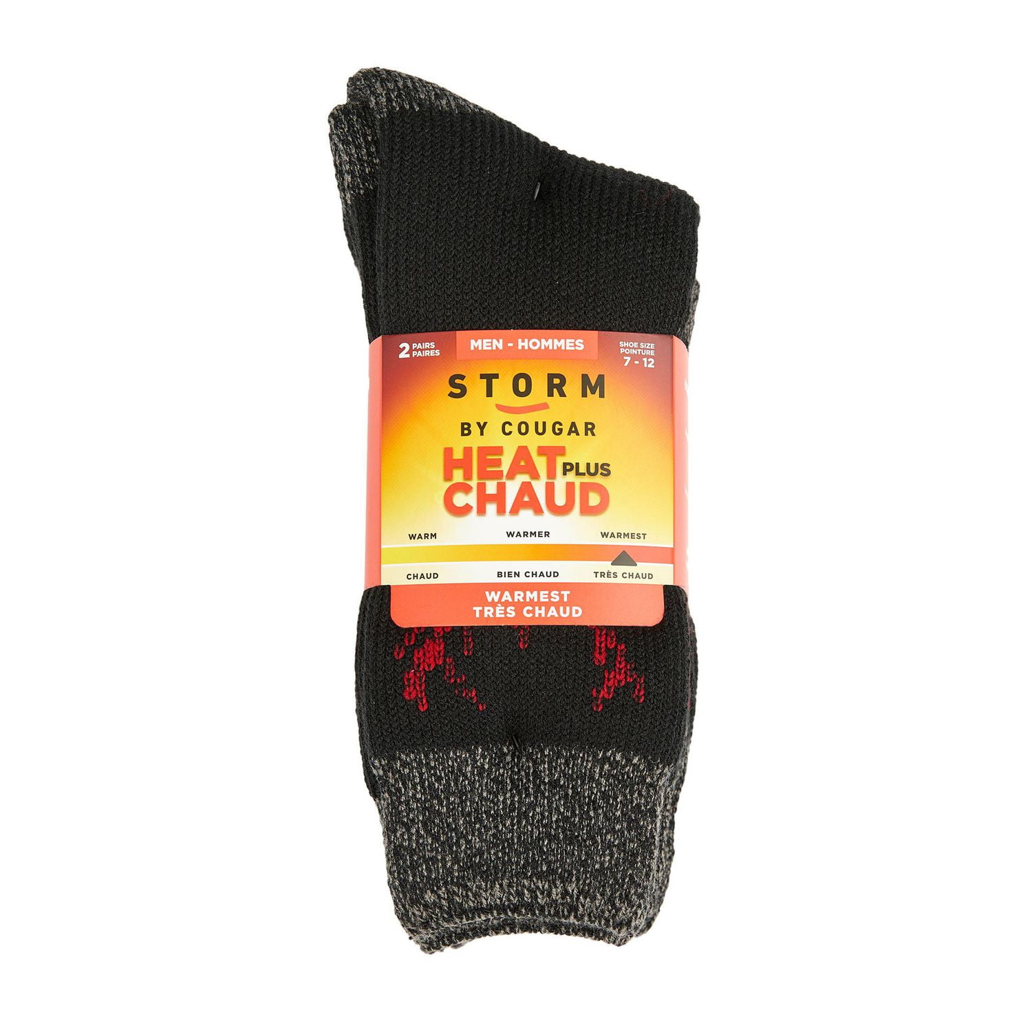 Lot de 2 Paires de Mi-Chaussettes Heat Plus Storm by Cougar pour Hommes Chaussettes Tube Ultra Chaudes pour Hommes