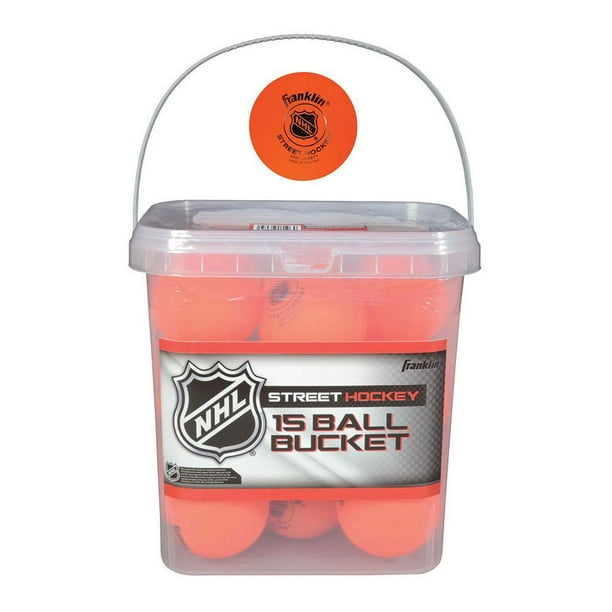 Franklin Sports Balles haute densité de hockey de rue LNH, format seau de 15