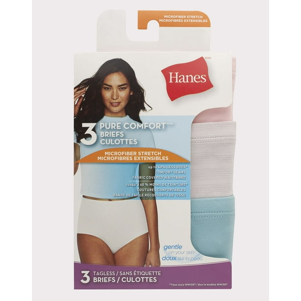 Hanes Pure Comfort Briefs, Assorted, Pack of 3, Microfiber Stretch