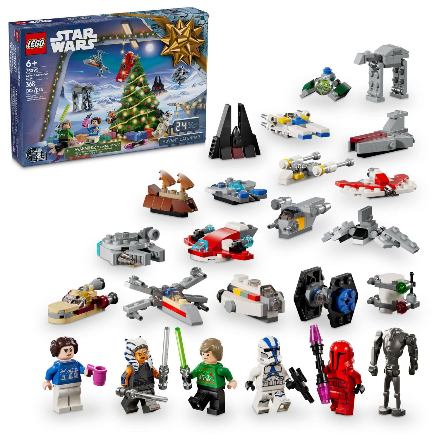 LEGO Star Wars 2024 Advent Calendar for Kids Building Set with 6 Star Wars Figures and 18 Mini Toys 75395