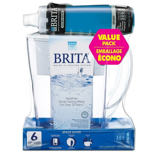 Ensemble de système de filtration en pichet avec bouteille sport en turquoise de 590 ml en emballage économique de BritaMD
