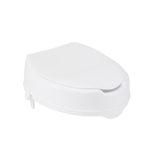 Drive Medical White Raised Toilet Seat with Lock and Lid, Standard Seat, 4"