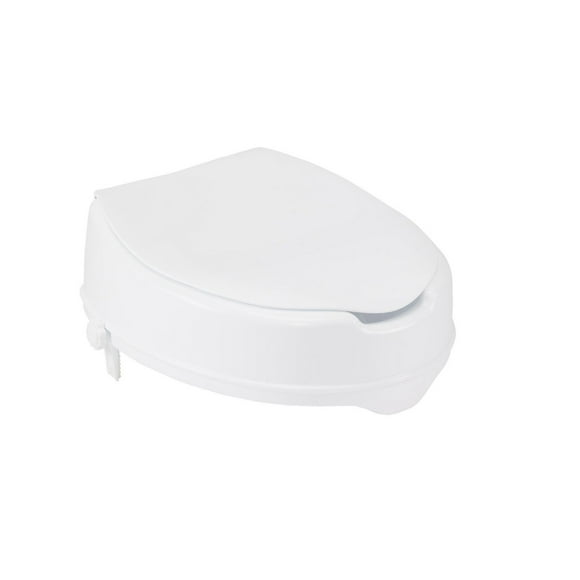 Drive Medical White Raised Toilet Seat with Lock and Lid, Standard Seat, 4", The Drive Medical Raised Toilet Seat with Lock and Lid will assist individuals who need a boost when sitting down or standing up from the toilet.