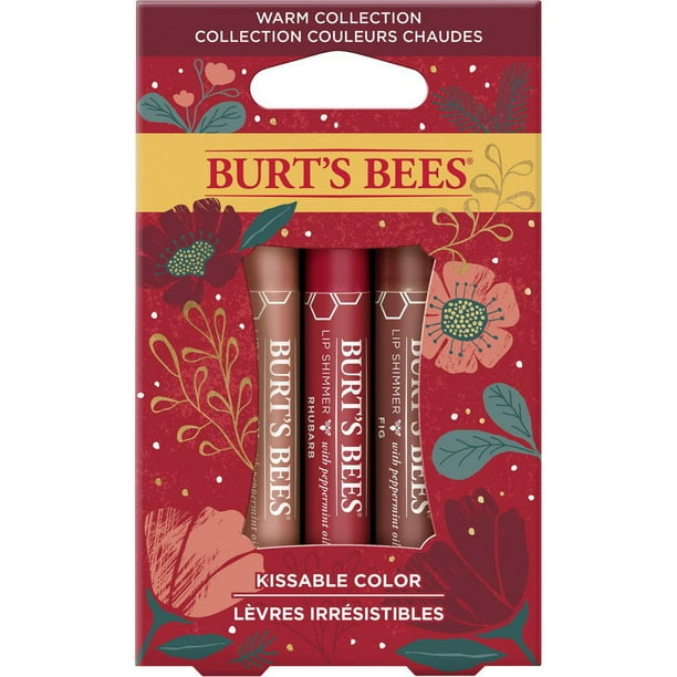 Burt's Bees® Kissable colour Holiday Gift Set, 3 Lip Shimmers Peony, Fig and Rhubarb Walmart.ca