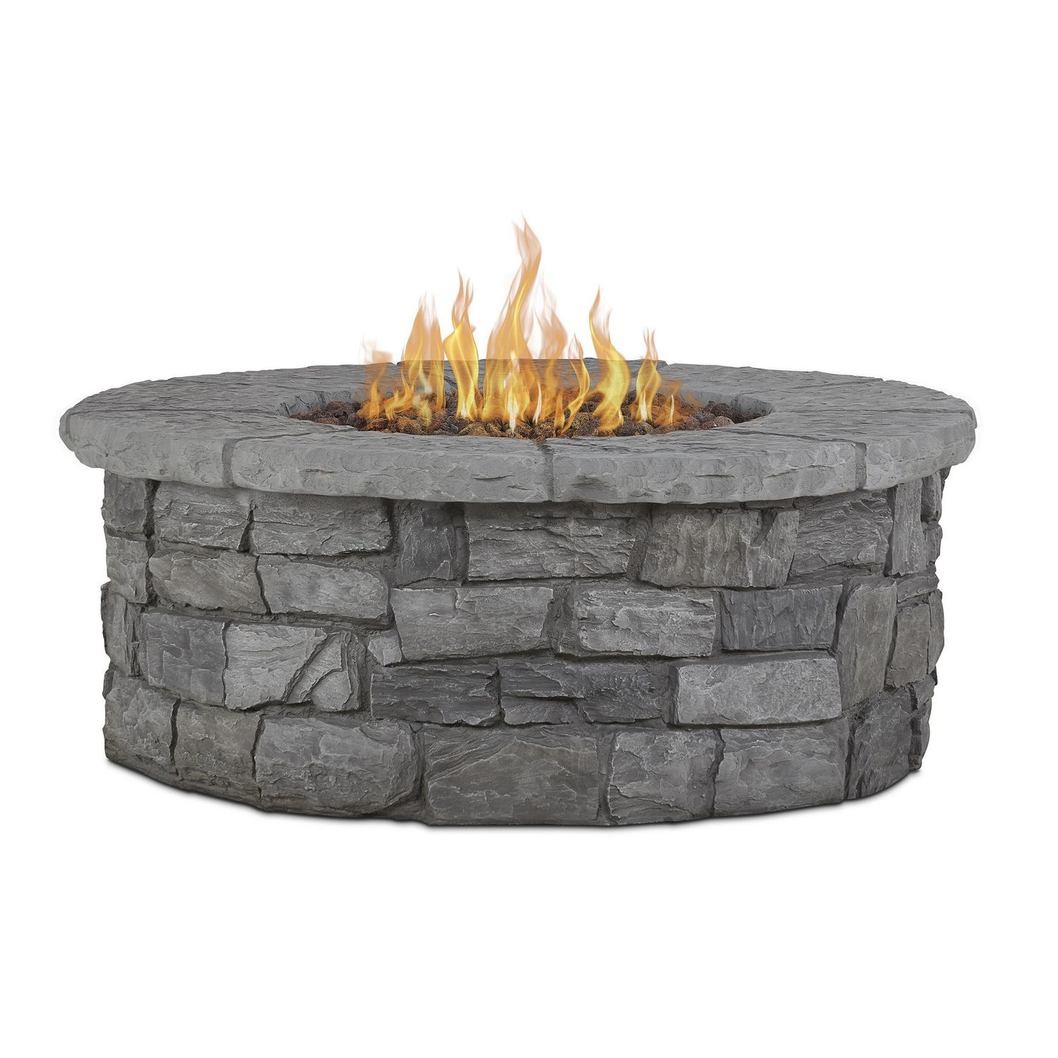 Sedona Round Propane Fire Table In Gray, Natural Gas Stone Fire Pit Kit