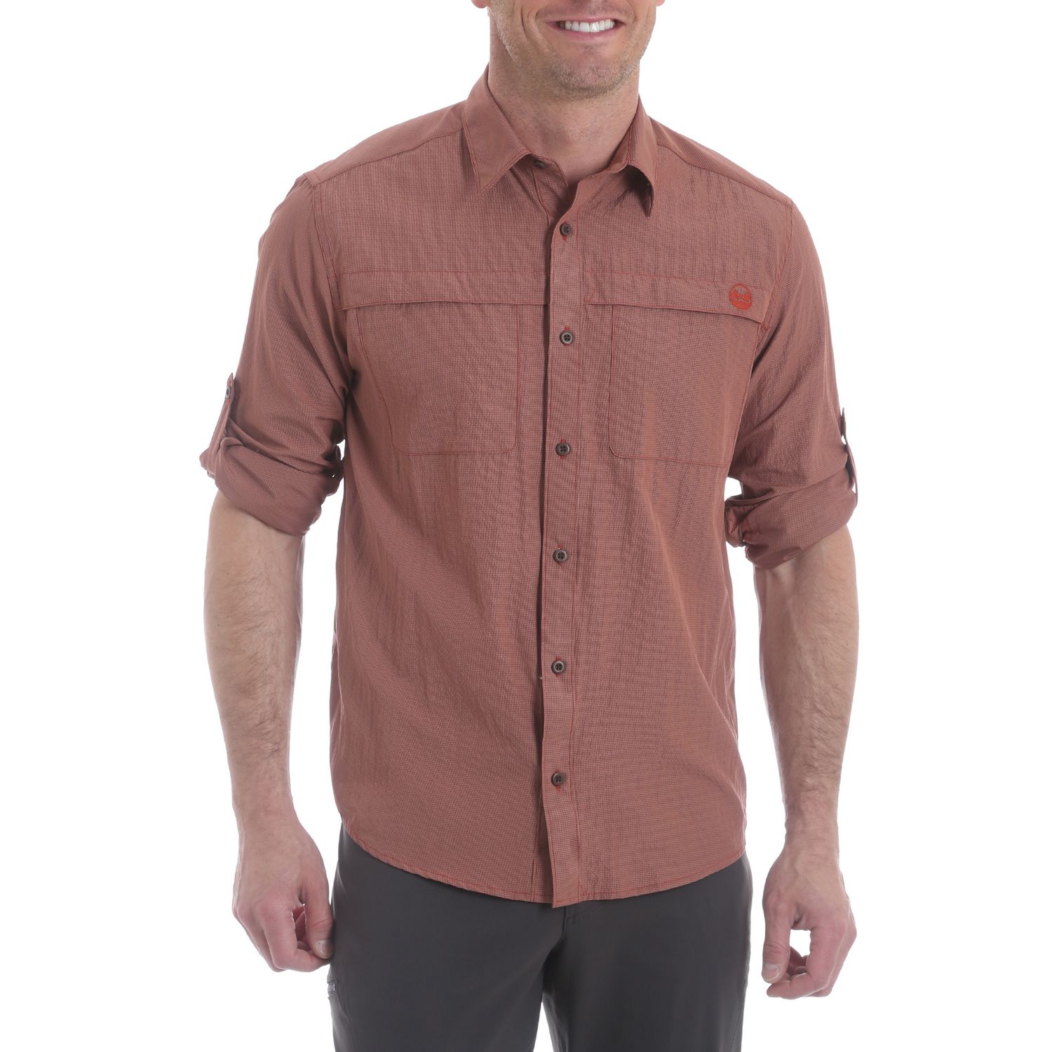 Wrangler Men's Long Sleeve Utility Shirt with Roll Tab Sleeves