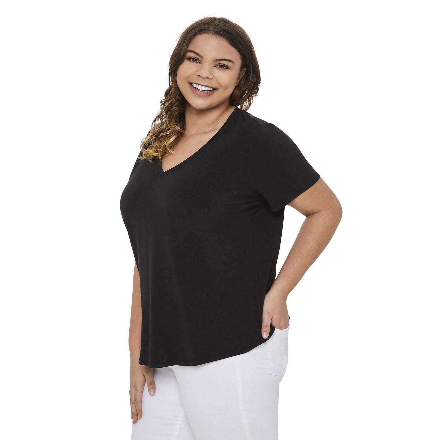 T-shirt avec encolure en V George Plus pour femmes Tailles 1X–4X