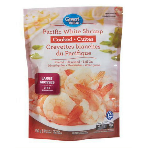 Grosses crevettes blanches du Pacifique cuites de Great Value