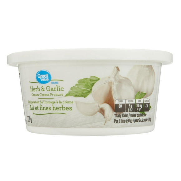 Great Value Cream Cheese Spread Herb & Garlic, 227 g