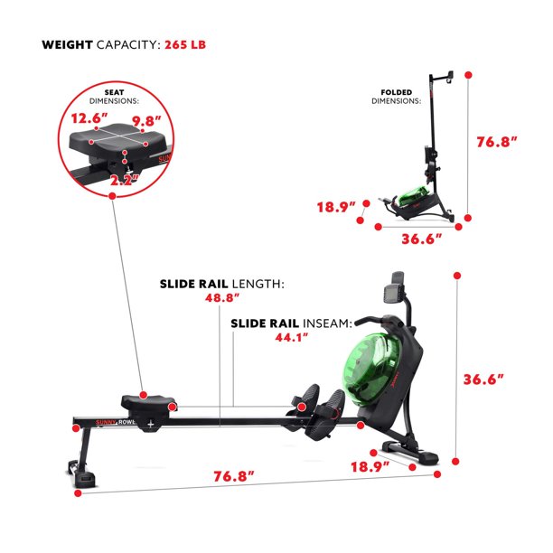 Sunny Health & Fitness Machine à ramer élite avec réservoir