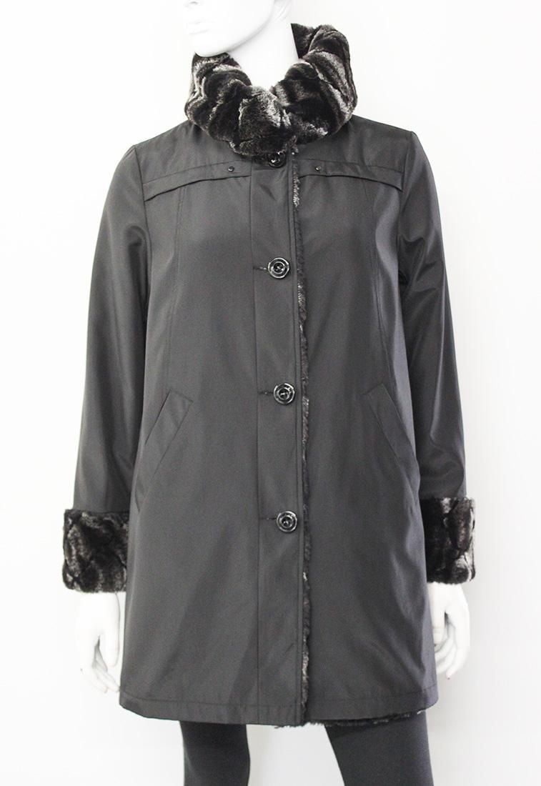 Novelti Women’s Iridescent Bonded Fur Liner Coat Reversible Jacket