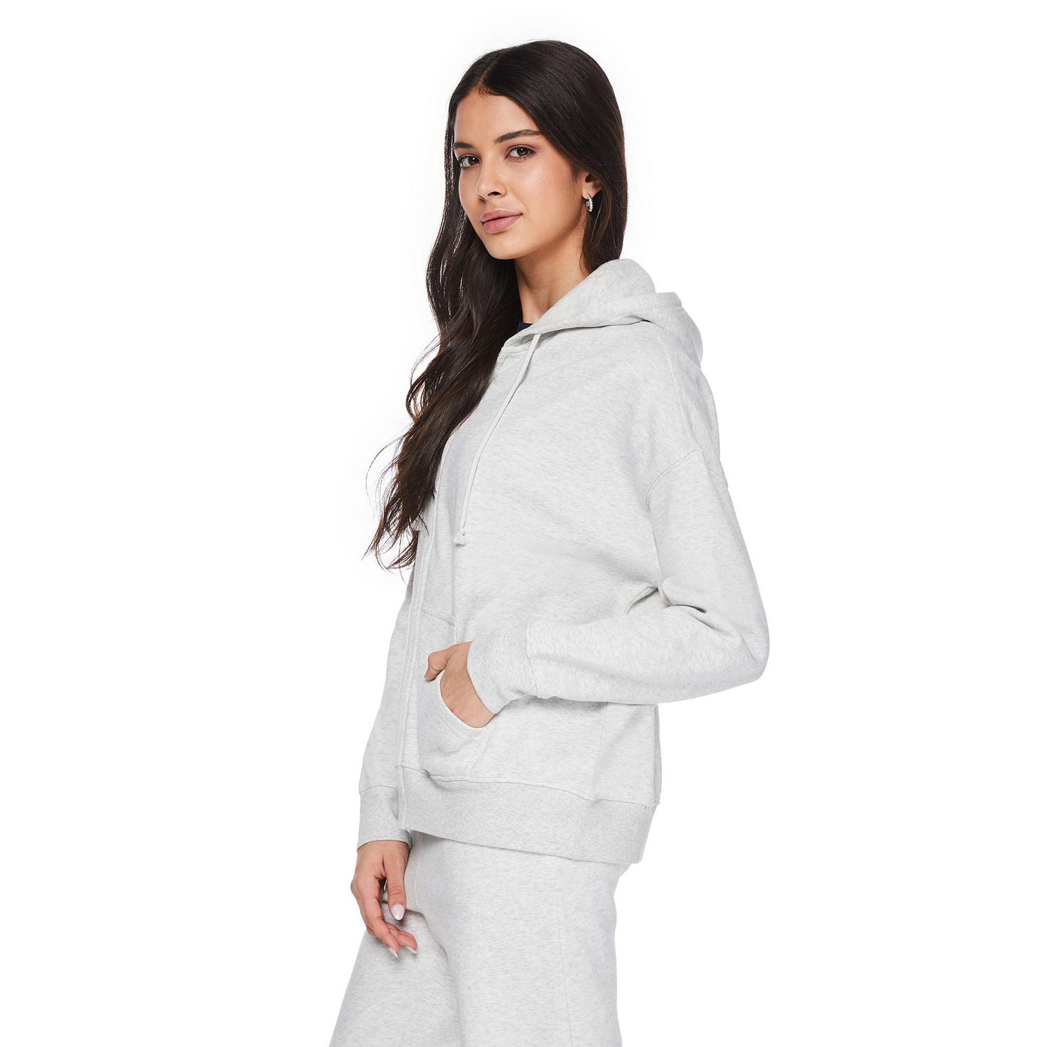 No Boundaries Women's Oversized Fleece Zip-Up Hoodie, Sizes XXS-XXL