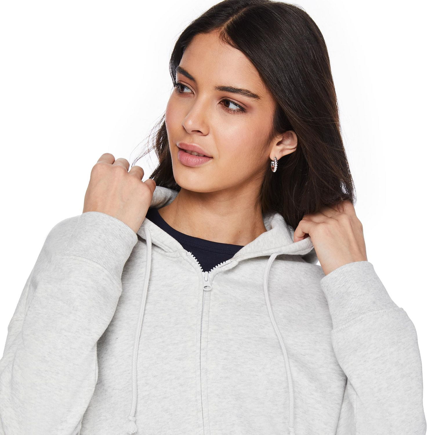 No Boundaries Women's Oversized Fleece Zip-Up Hoodie, Sizes XXS-XXL