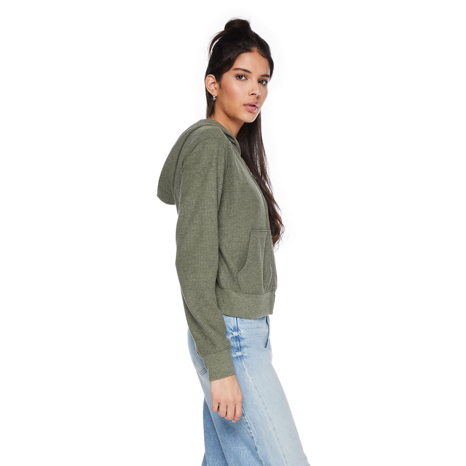 No Boundaries Women's Waffle Hoodie, Sizes XS-XXL