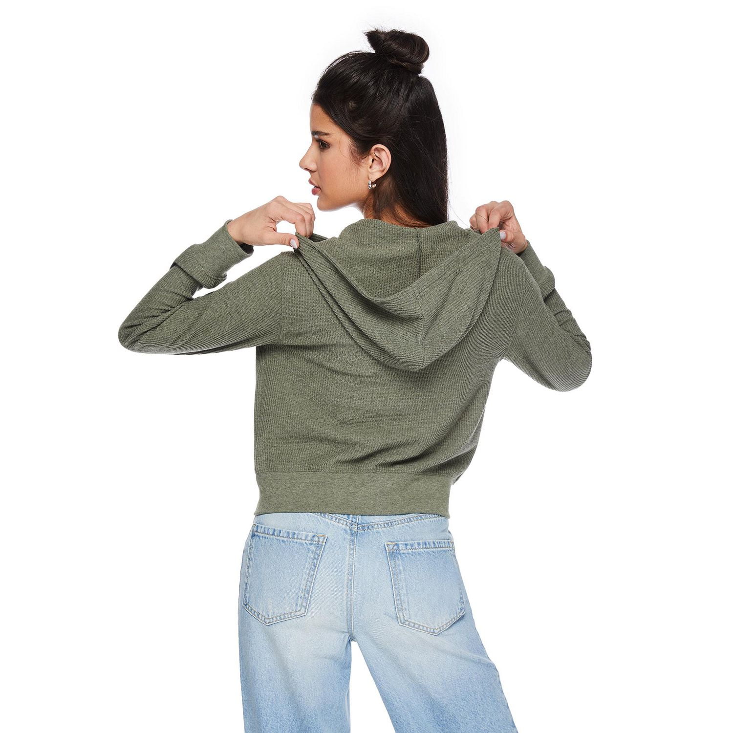 No Boundaries Women's Waffle Hoodie, Sizes XS-XXL