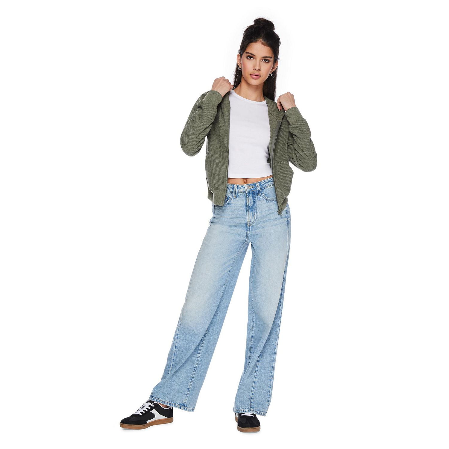 No Boundaries Women's Waffle Hoodie, Sizes XS-XXL