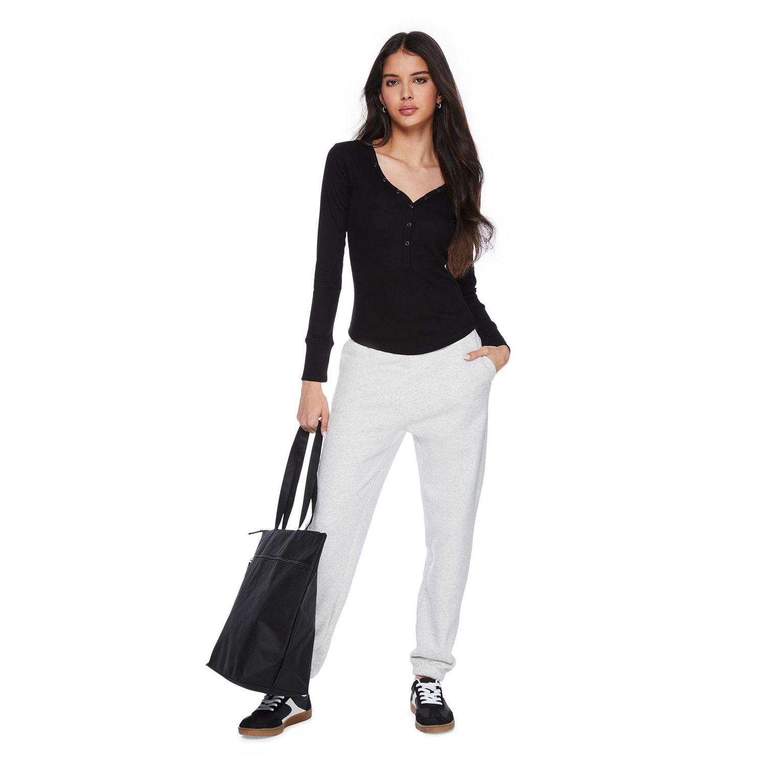 Haut henley à manches longues No Boundaries pour femmes Tailles TP–TTG