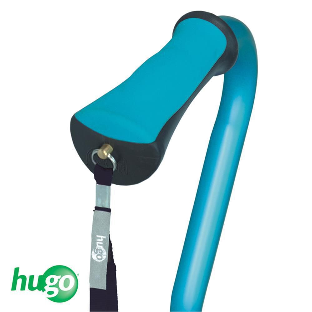 Hugo Adjustable Offset Handle Cane with Reflective Strap, Aquamarine