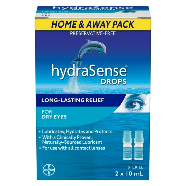 hydraSense Eye Drops, for Dry Eyes, Fast and Long-Lasting Relief, Preservative Free, Naturally Sourced Lubricant