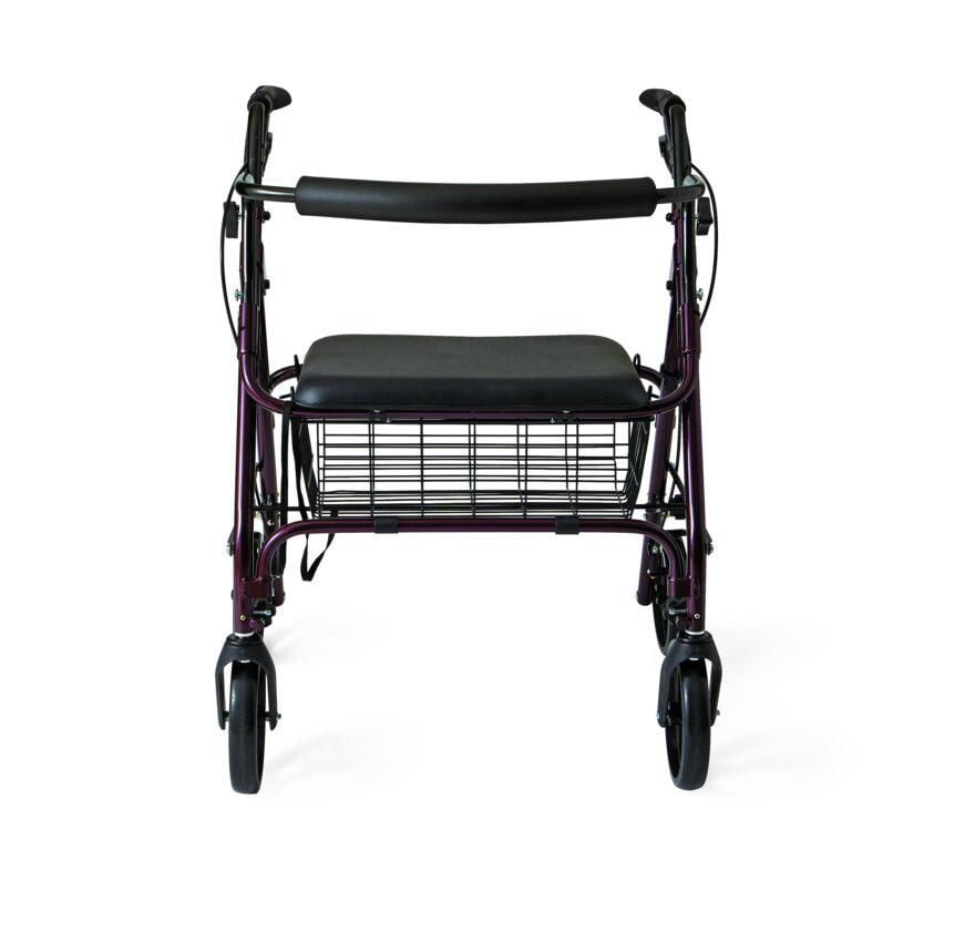 Déambulateur bariatrique standard pliable et facile à ranger, bordeaux, capacité de poids de 500 lb, Medline