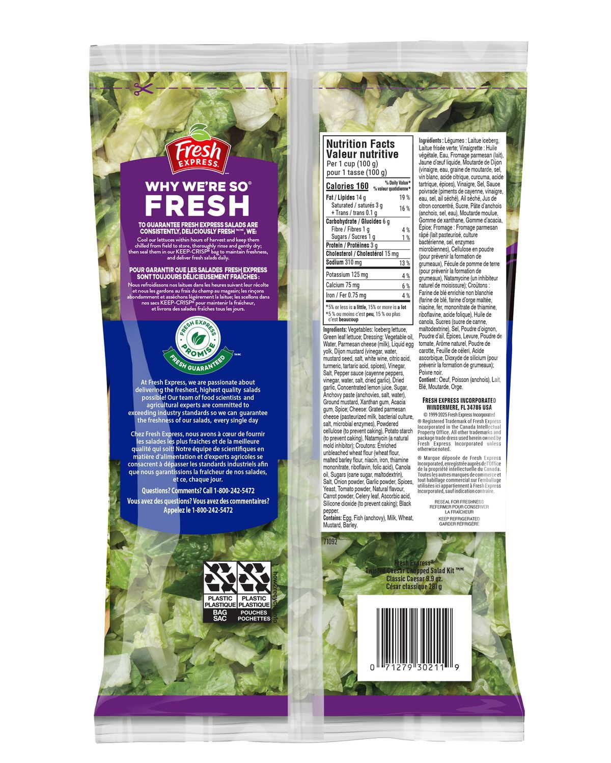 Fresh Express Twisted Caesar Classic Caesar Chopped Salad Kit, 281 g
