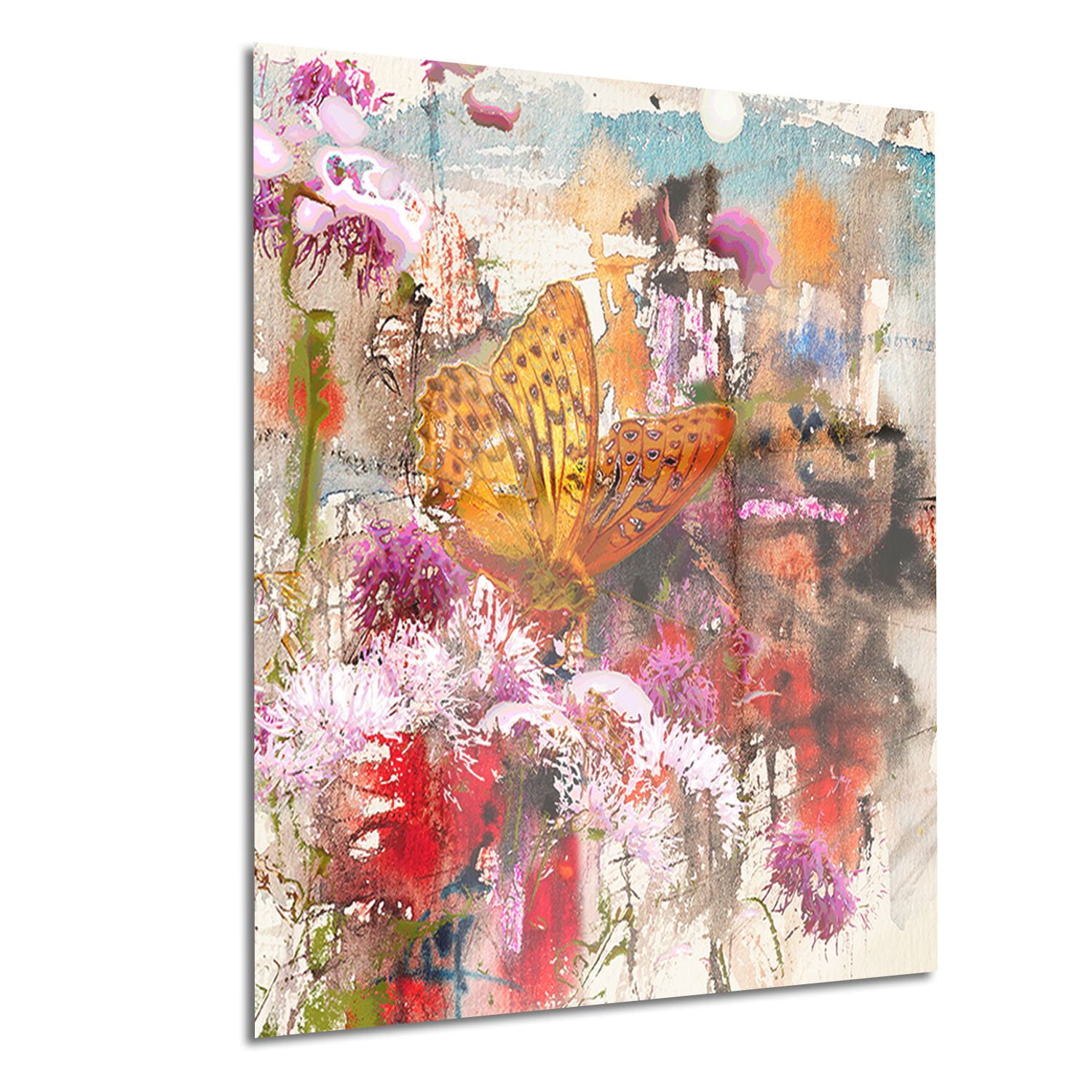 Design Art Butterfly Drinking Honey Floral Metal Wall Art Walmart Canada