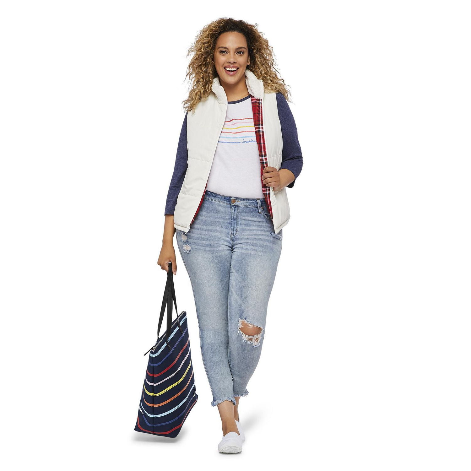 Love Ellen DeGeneres Women's Plus Plaid Reversible Vest