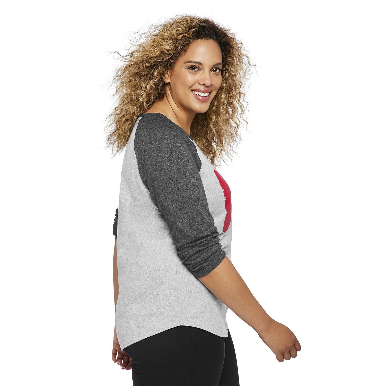 Love Ellen DeGeneres Women's Plus Raglan Baseball Flag Tee