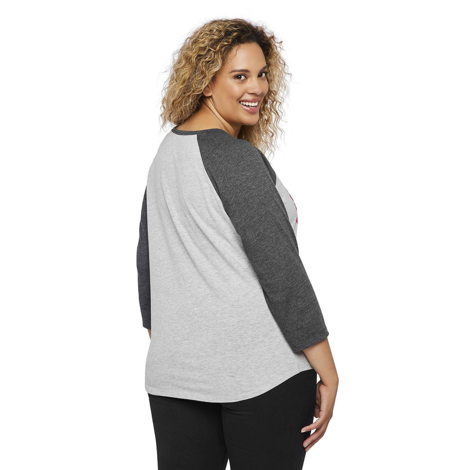 Love Ellen DeGeneres Women's Plus Raglan Baseball Flag Tee