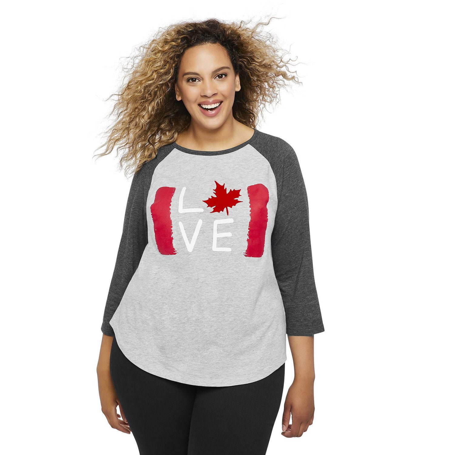 Love Ellen DeGeneres Women's Plus Raglan Baseball Flag Tee