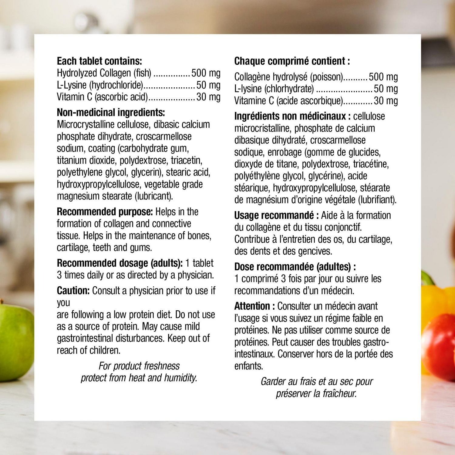 Webber Naturals® Collagène avec Lysine + Vitamine C 120 comprimés