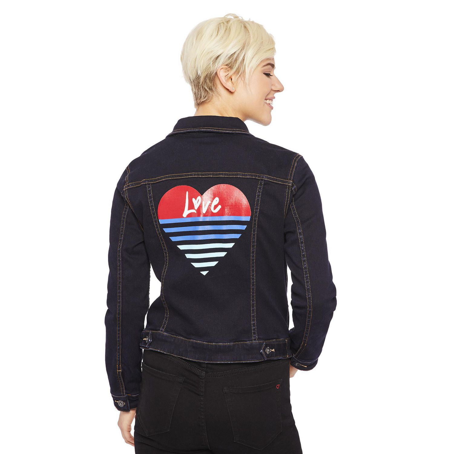 Love Ellen DeGeneres Women s Heart Denim Jacket Walmart