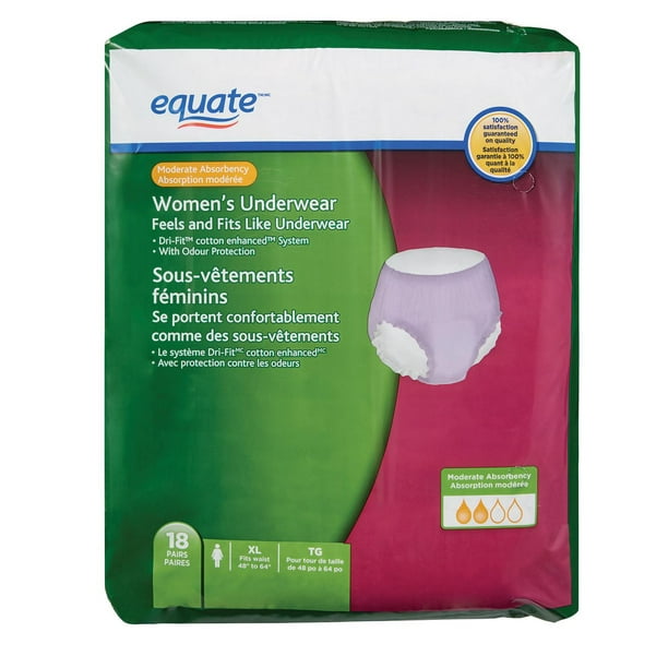 Equate Moderate Absorbency Womens Underwear Walmartca 4655