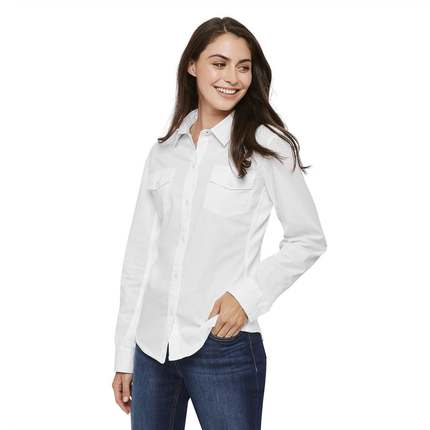 Love Ellen DeGeneres Women's White Button-Down Shirt 