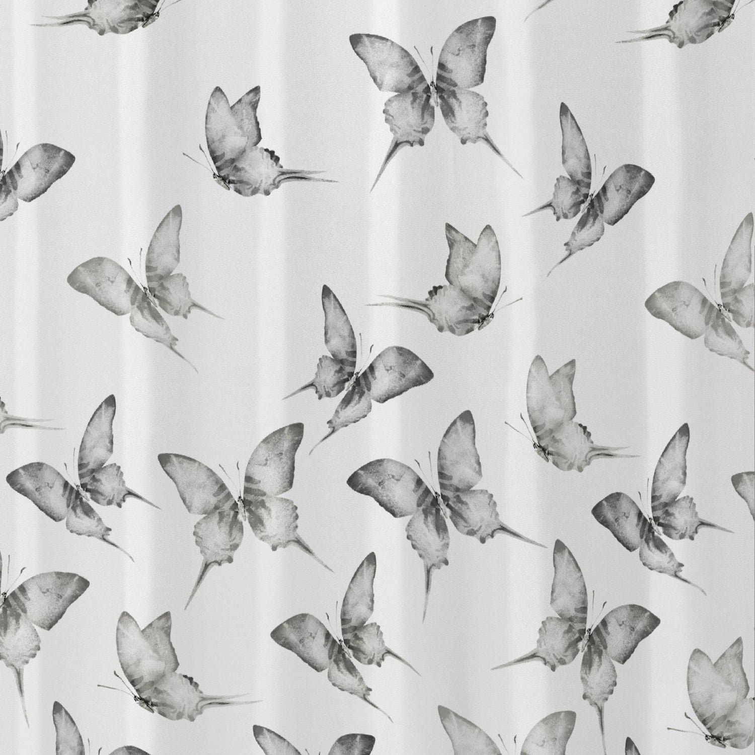 Hometrends Butterfly Fabric Shower Curtain, Black, Butterfly