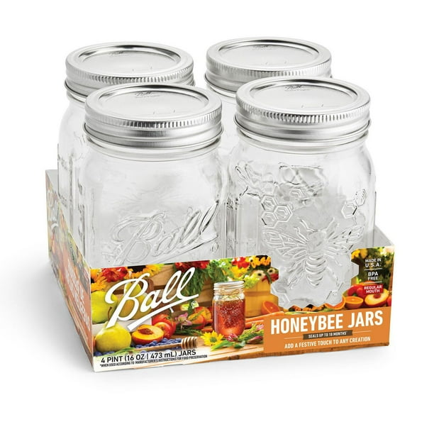 Ball Honeybee Keepsake Mason Jars with Lids and Bands, Regular Mouth