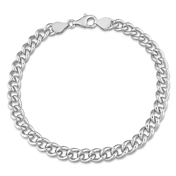 Miabella Sterling Silver Curb Chain Men's Bracelet