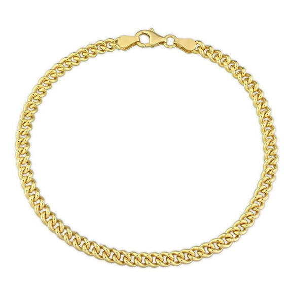 Miabella 18K Yellow Gold Plated Sterling Silver Curb Chain Men's Bracelet