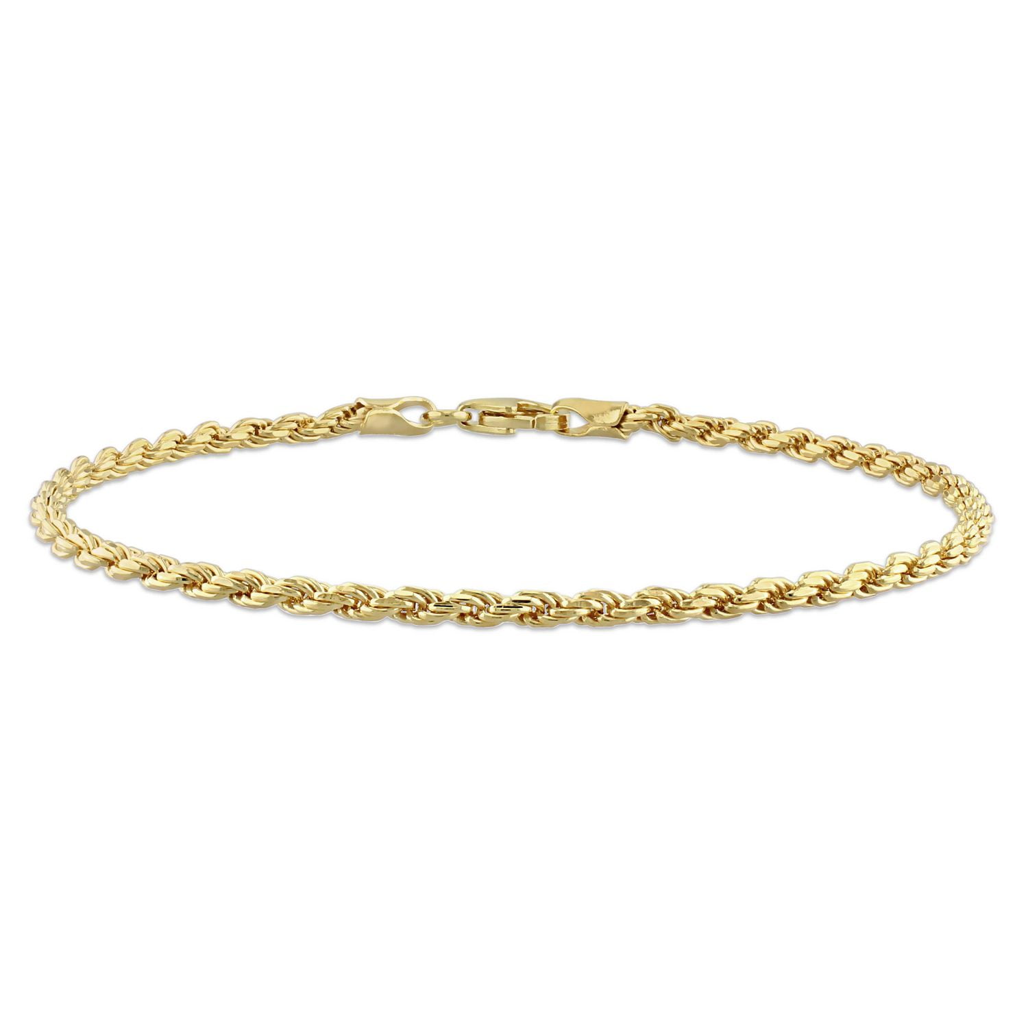 Miabella 18K Yellow Gold Plated Sterling Silver Rope Chain Bracelet