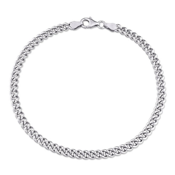 Miabella Sterling Silver Curb Chain Men's Bracelet