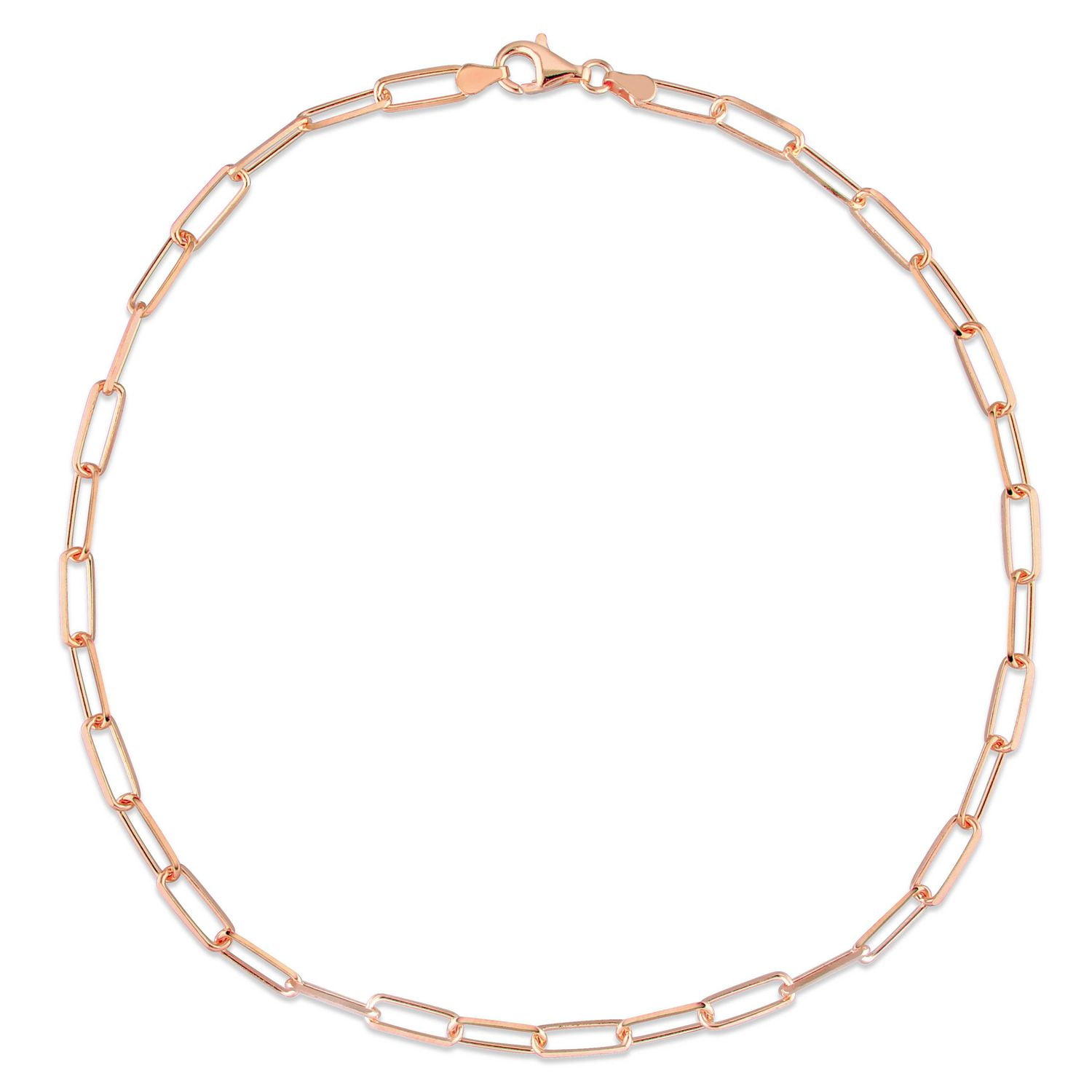 Collier trombone de coupe diamant de Miabella en argent sterling plaqué or rose 18K